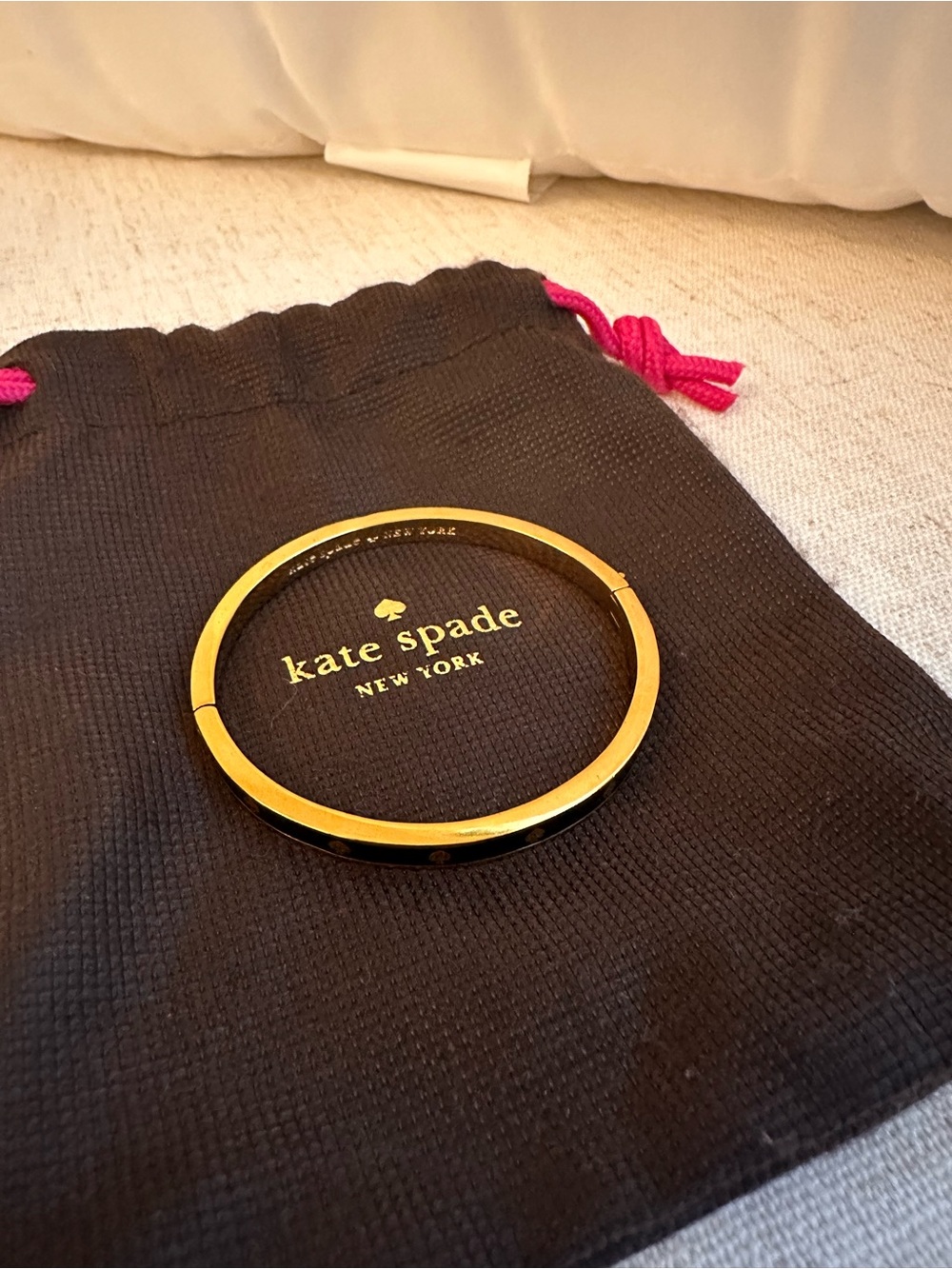 kate spade Gold and Black Heart Enamel Bangle Bracelet - Picture 2 of 8
